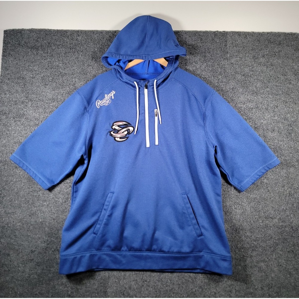 Omaha Storm Chasers Hoodie Mens XL Blue Short Sleeve 1/4 Zip Pullover Knit MiLB